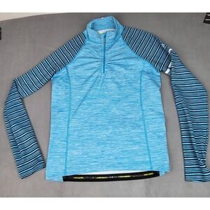 Novara Cycling Shirt Womens Large Blue Lightweight Stretch Quarter Zip Jersey